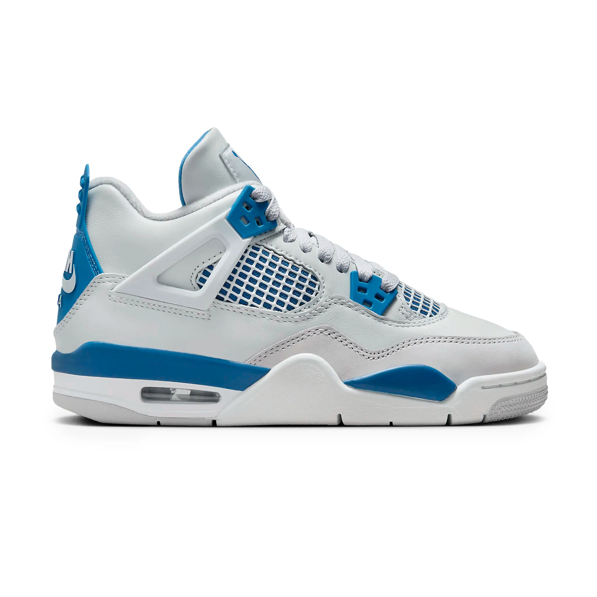 Side view of Air Jordan 4 Retro Military Blue (GS) HF4281-141